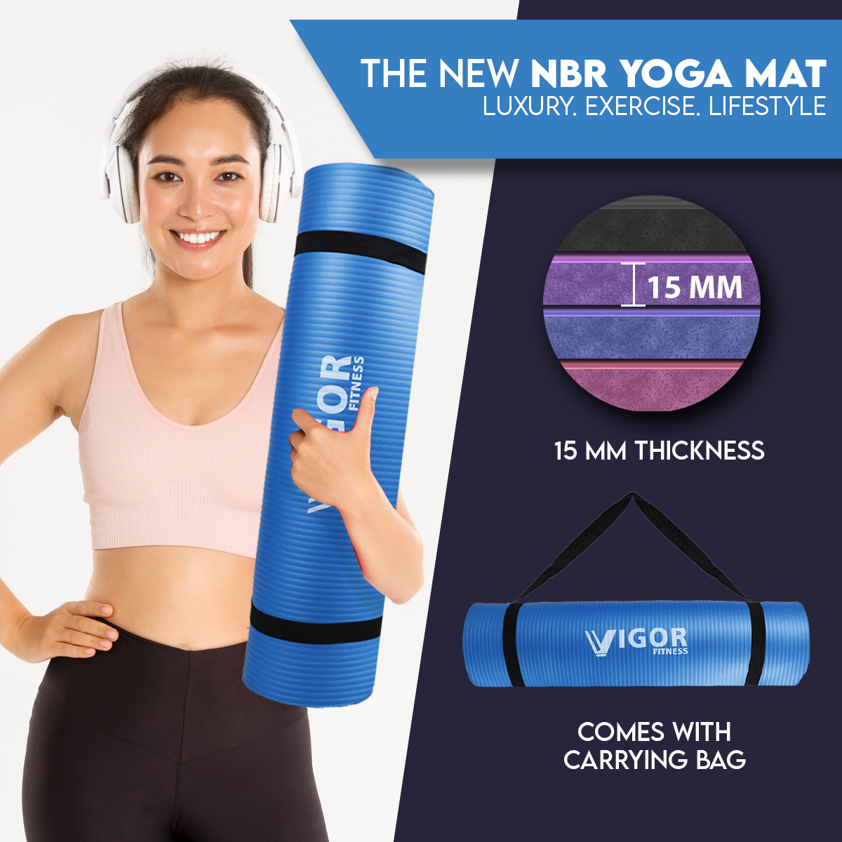 VIGOR FITNESS NBR Yoga Mat 15MM