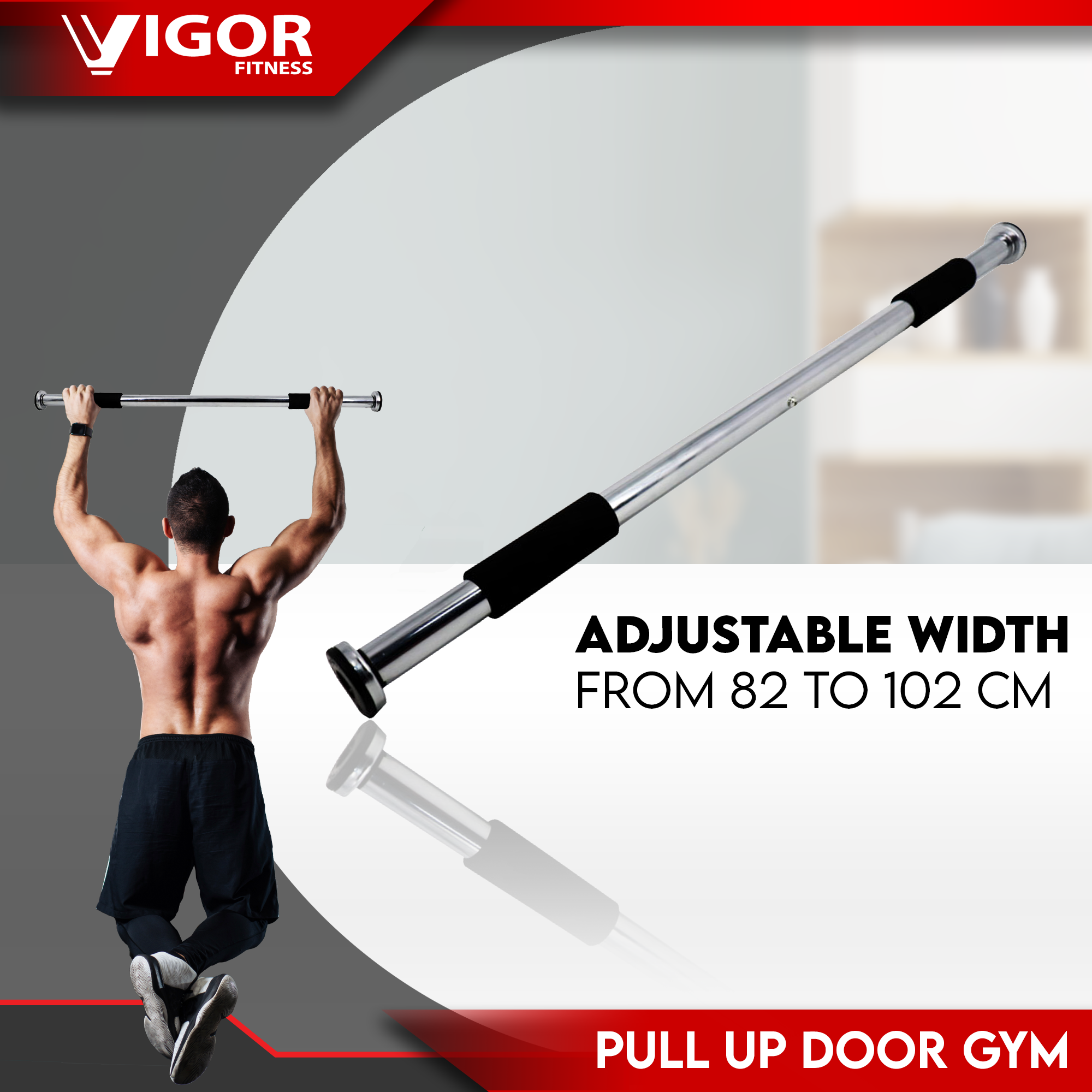 Pull Up Door Gym Chin Up Bar Doorway Exercise Fitness 100kg (80108cm)